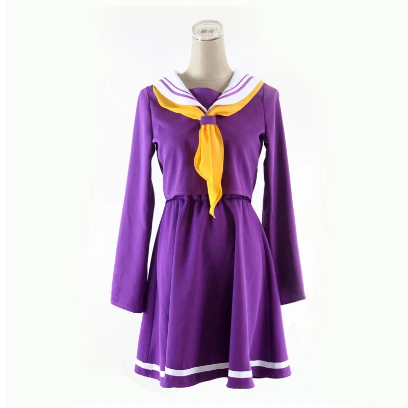 No Game No Life Cosplay Shiro Costume Cosplay interno colletto quadrato gonna ragazza vestito parrucca dei capelli XS-XXXL