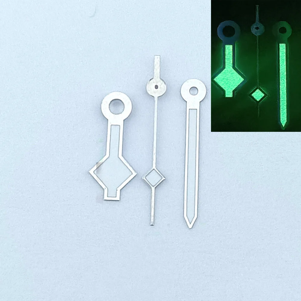 ساعة يد مصقولة nh35 باللون الأزرق والأخضر ومؤشر ساعة مضيء 7*11*12 عقارب ذهبية وفضية وردية ﻿