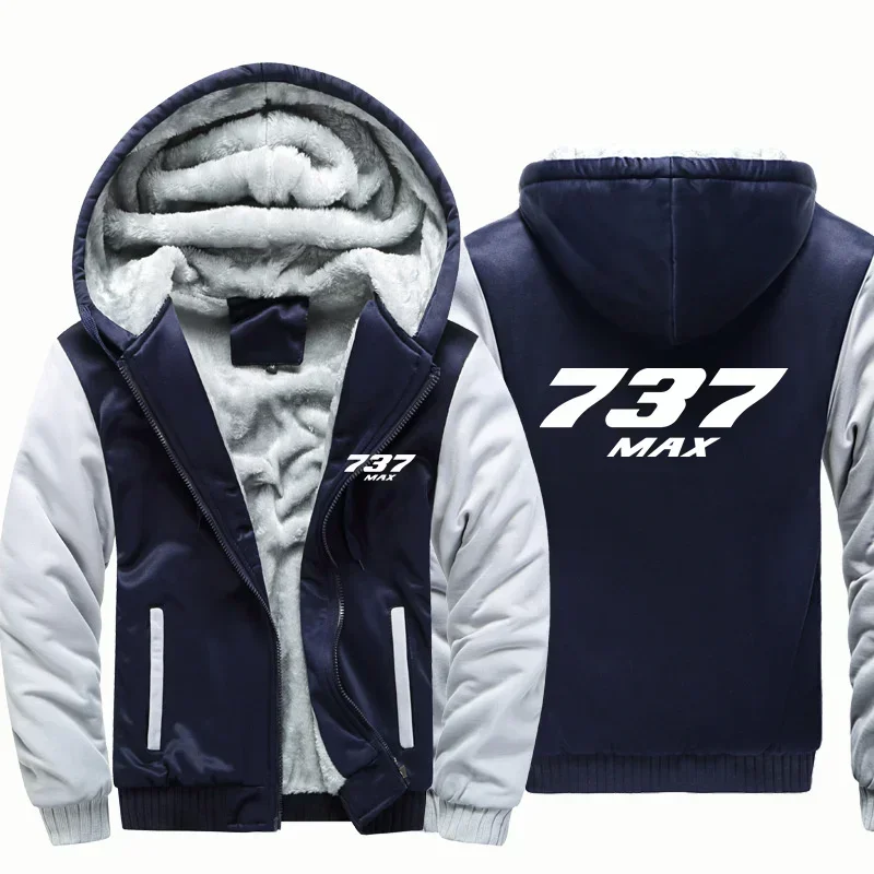 

Fleece Warm Wool 737 Max Aviation Pilots Flight Men Coat Jackets Autumn Winter Zipper Hooded Thick Hoodies Sweatshirts