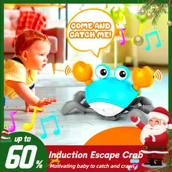 Dancing Crab Run Away Toy for Babies Crawling Interactive Escape Crabs Sensing Toys Baby Halloween Gifts With Music Toddle Box