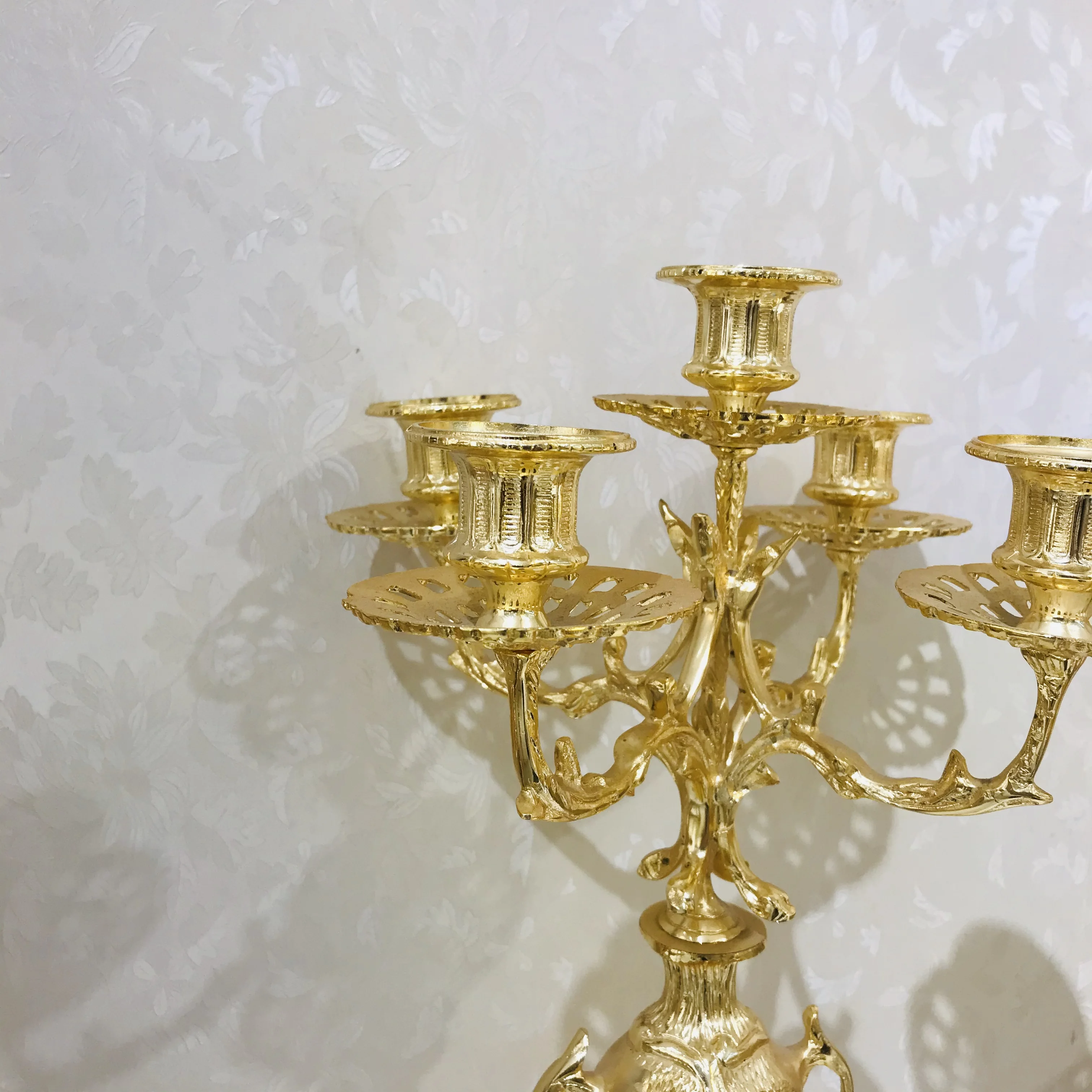 Modern design European style golden copper candlestick family hotel decoration gift candlestick candle