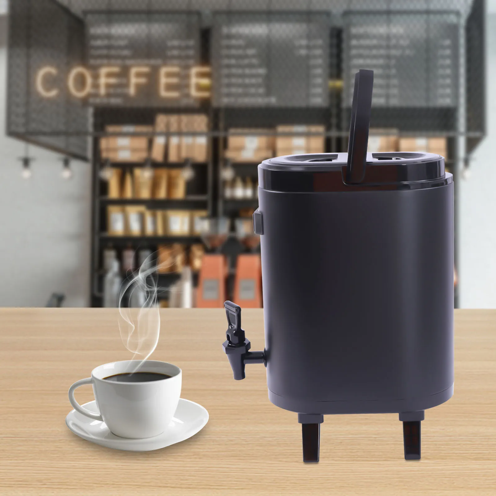 Stainless Steel Insulated Beverage Dispenser 6L Thermal Hot and Cold Drink Server Dispenser with Thermometer