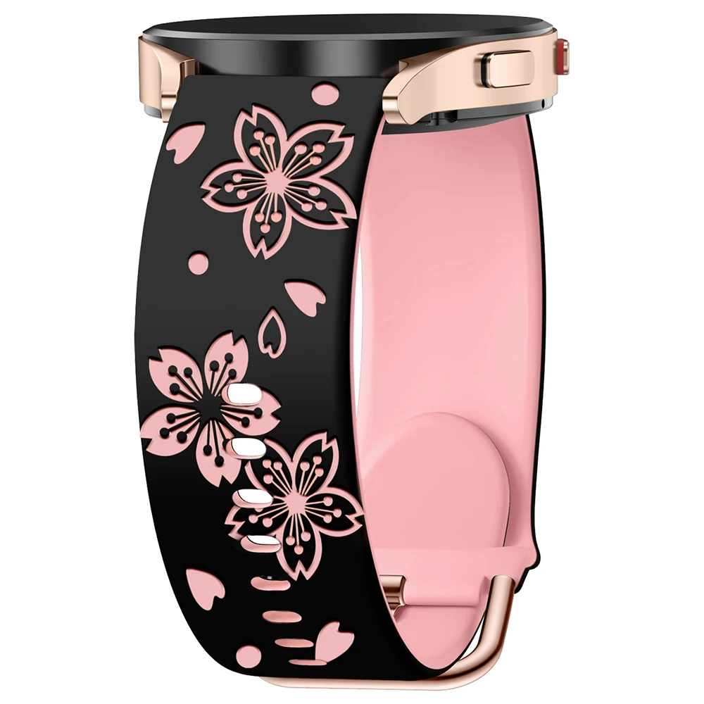 20 مللي متر زهرة محفورة حزام الساعات لساعة سامسونج جالاكسي 6/7/5/4 40 مللي متر/44 مللي متر 5Pro 45 مللي متر ساعة 6 4 كلاسيكي 43 مللي متر/47 مللي متر 42 مللي متر/46 مللي متر حزام