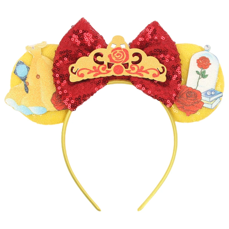 1 Stück Elegantes Mausohren-Prinzessinnen-Haarband Cartoon-Rosen-Glitzer-Schleife Haarreifen für Aufführungen Party Park Haaraccessoires