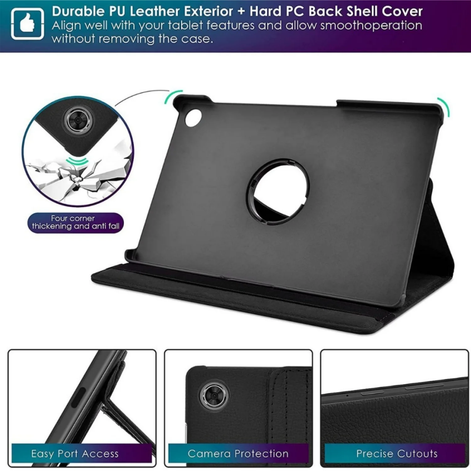 360 หมุนสําหรับ Huawei MediaPad M6 / M5 / M5 Pro 10.8 "M5 Lite 10 กรณี PU หนังสําหรับ MediaPad T5 10 / T3 10 กรณี