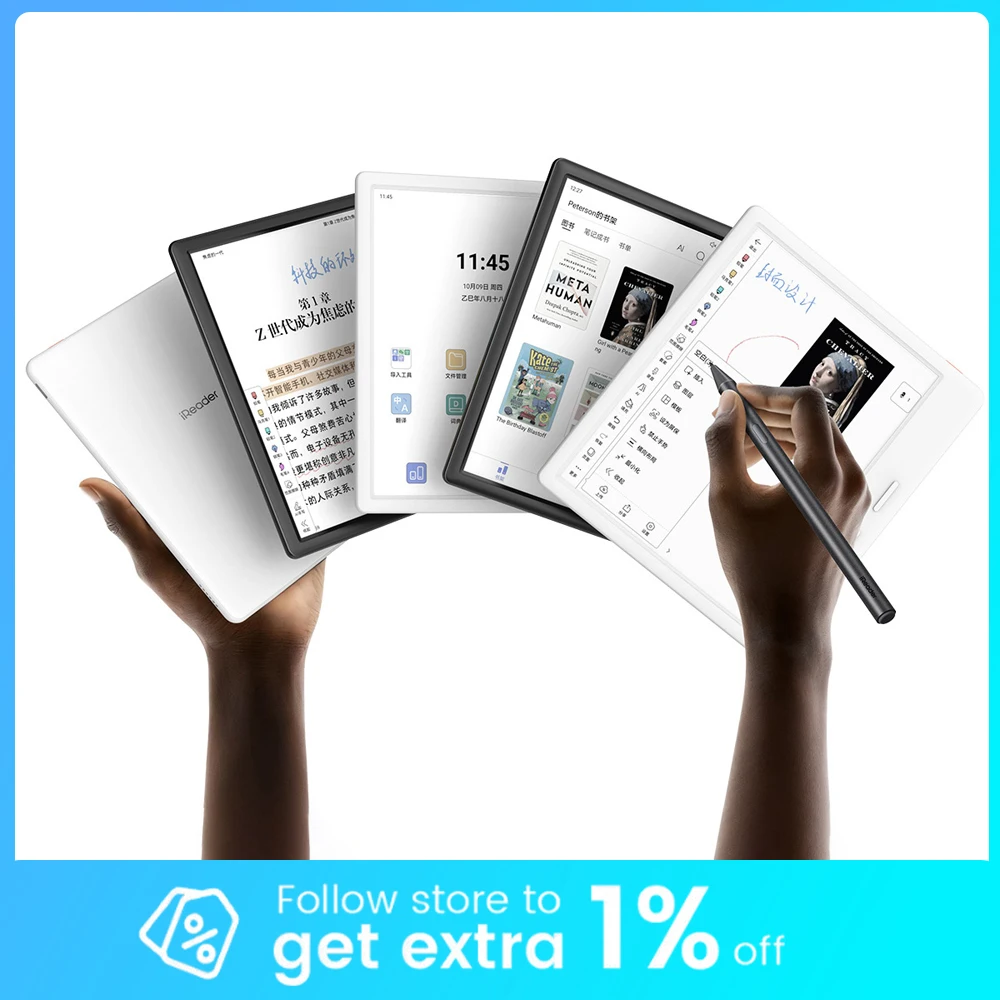 

iReader Ocean 5C 7 дюймов 1680x1264 цветной чернильный экран 4 + 64 ГБ портативный считыватель электронных книг с аккумулятором 3000 мАч 300PPI BW 150PPI цвет