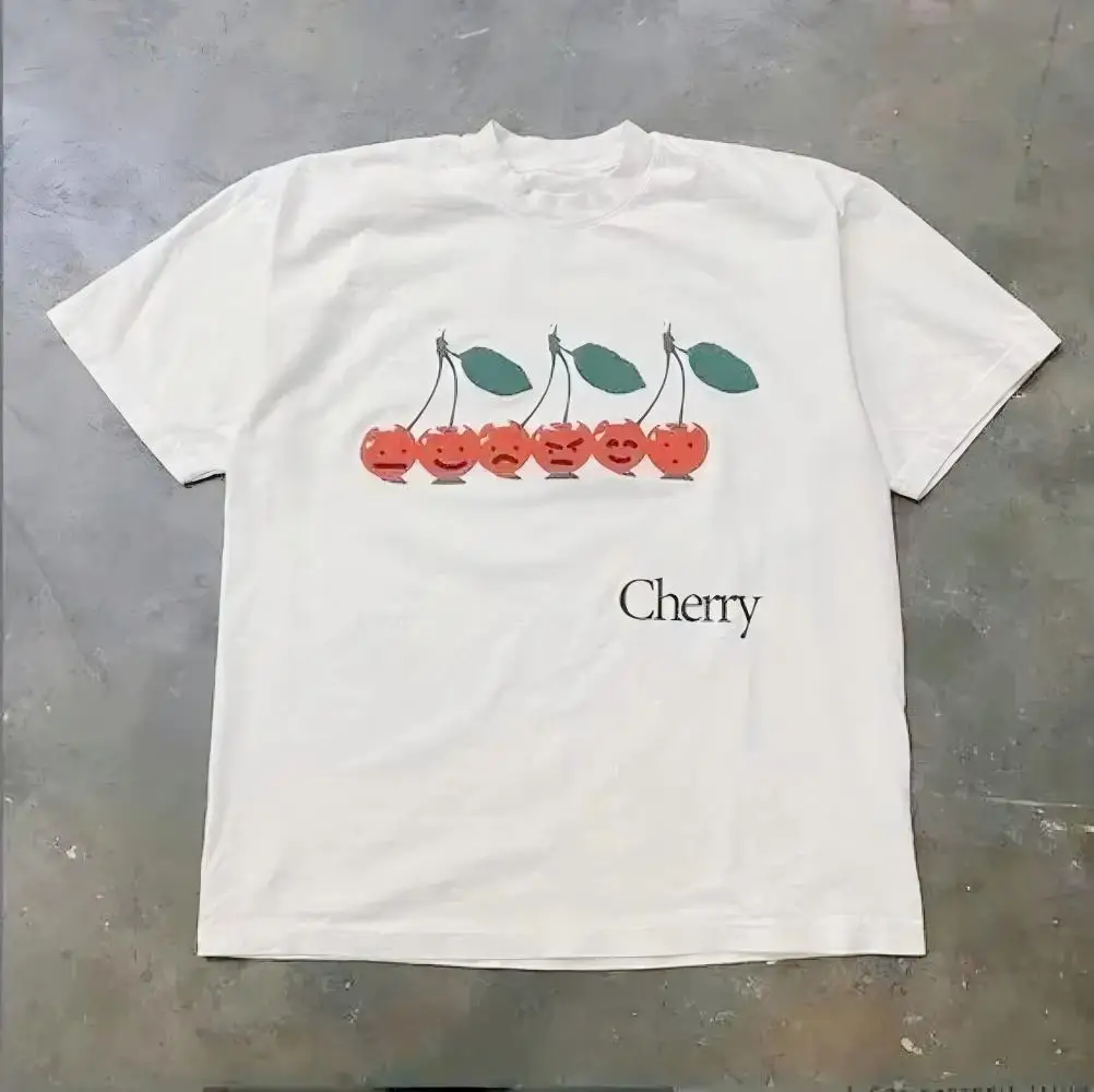 2026 Summer Creative Fruit Pattern Print T-shirt Men's Women's Plus Size Casual Short Sleeve Crew Neck Cotton Tee Unisex