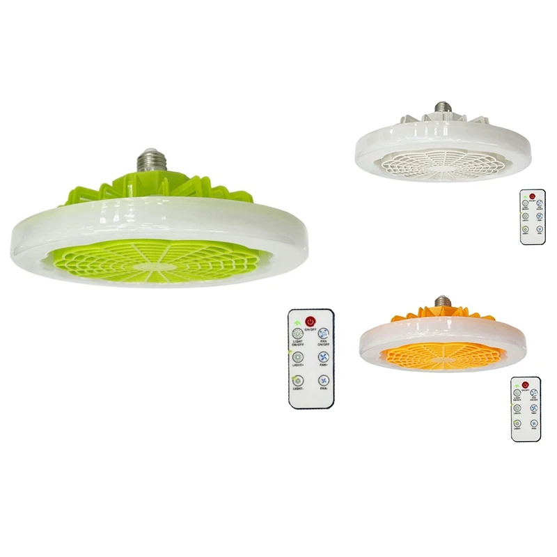 Ventilador de teto LED com luz e controle remoto, ventilador de iluminação inteligente, lâmpada para quarto e cozinha, E27