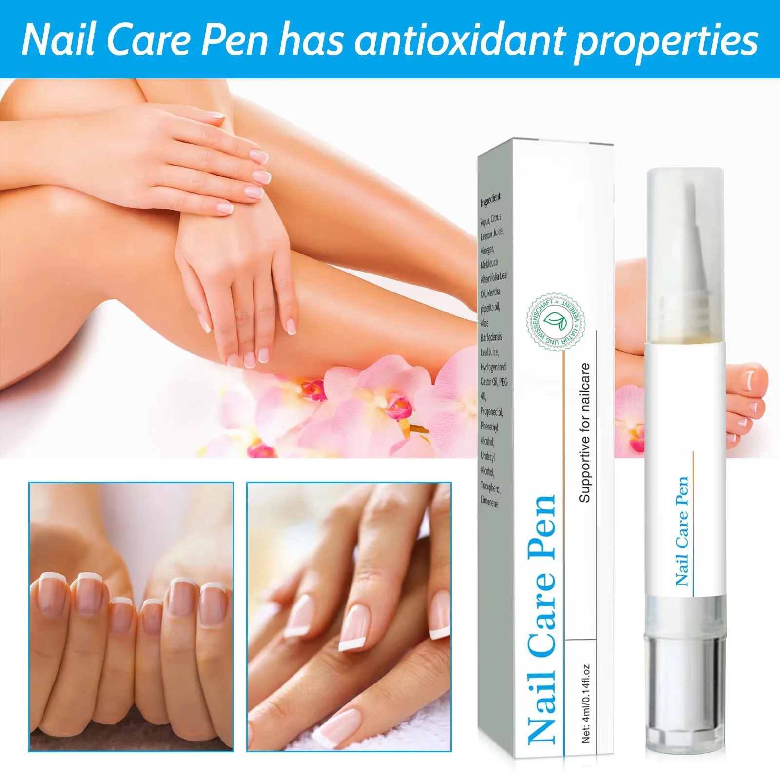 Nail Care Pen 4ml -  Moisturizing & Strengthening Treatment for Dry, Weak Nails & Hangnails | Portable & Gentle