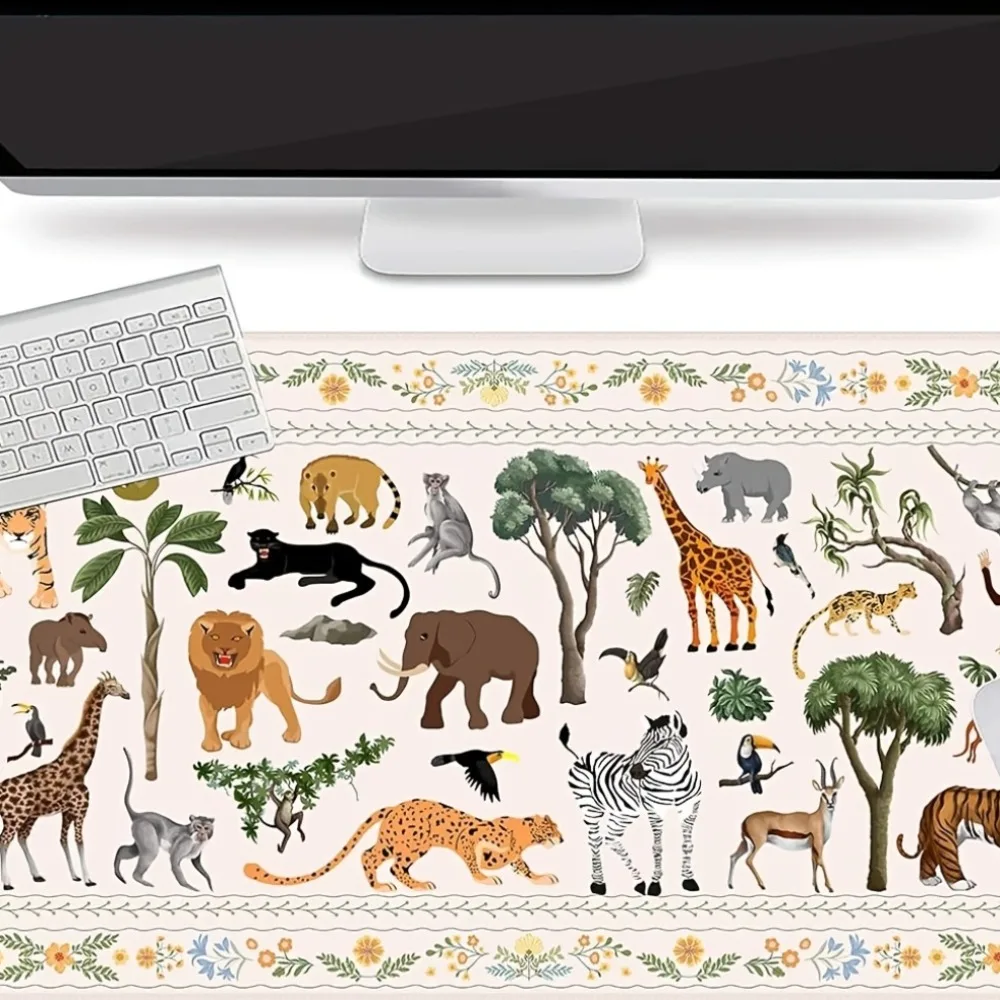 لوحة ماوس الغابة الكبيرة على الطراز البوهيمي مقاس XXL مع قاعدة مضادة للانزلاق مناسبة لإعدادات الكمبيوتر المكتبية والمنزلية #6