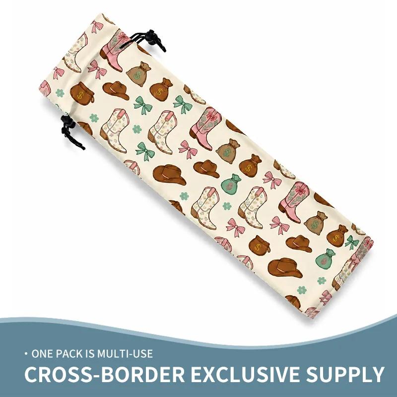 New portable drawstring storage bag with cute cartoon print, toiletry bag, travel makeup bag