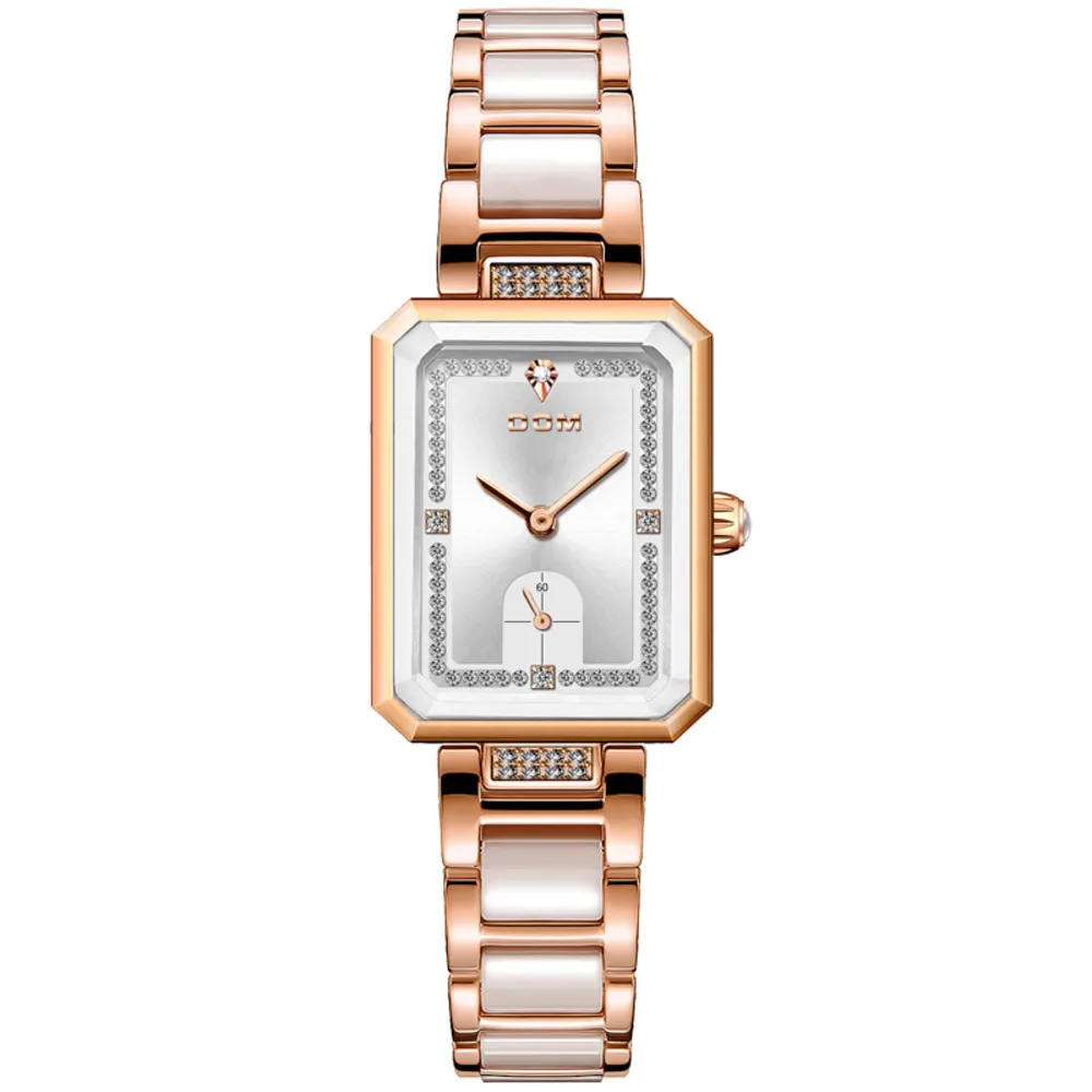 DOM Brand Ladies Simplicity Casual Quartz Unique Fashion orologio in acciaio artigianale con diamanti ultrasottili per le donne Life waterproof Gife