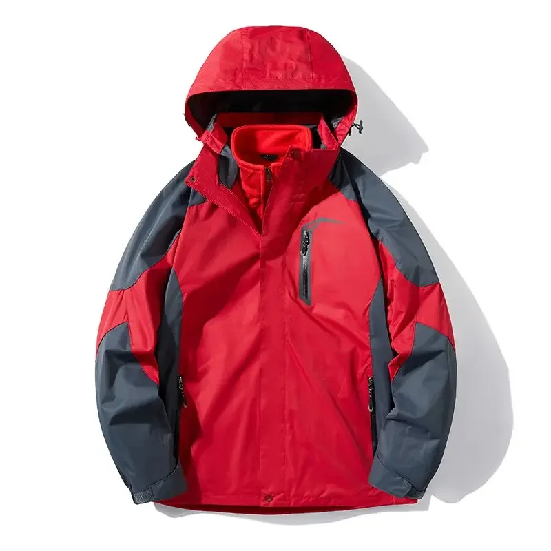 

2025 Outdoor Hardshell Jacket Polar Fleece Inner Hardshell Jacket Men Three-in-one Autumn And Winter 2 Piece Mountaineering Suit