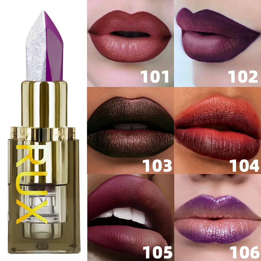 Two Tone Glitter & Matte Lipstick Purple Black Lip Stick Discolocration Sexy Red Rose Moisturizing Lip Makeup Lip Tint Lip Glos