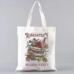 Romantasy Readers Society vintage tote bag Book Lover Club canvas bag Romantasy Reader Gift libro da donna tote bag portatile