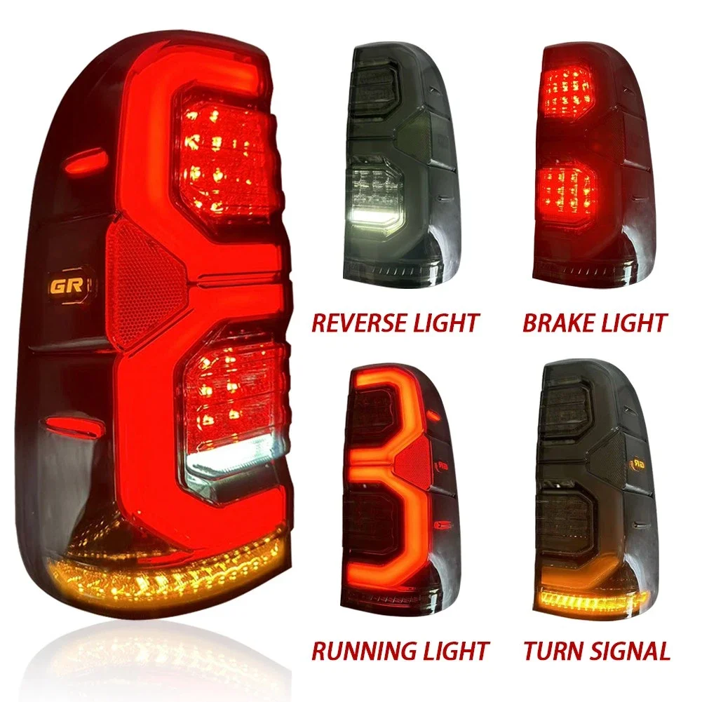 LED RGB Tail Lights For Toyota HILUX VIGO 2004-2014 with Sequential Turn Signal Reverse Brake Light Multi Colored Taillights