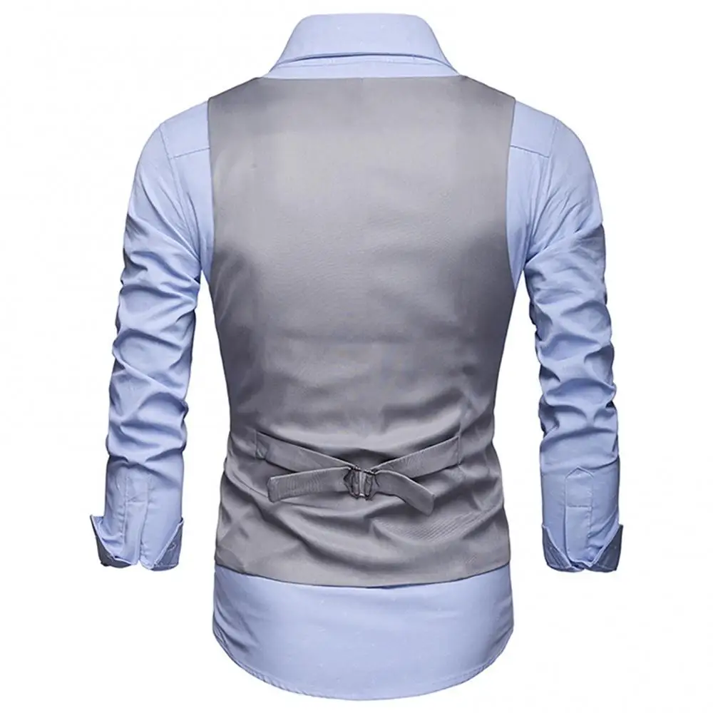 Chaleco de traje Formal para hombre, chaleco de negocios de un solo pecho, Color sólido