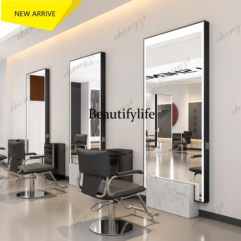 E153 marble mirror, special stainless steel hair cutting floor mirror for hair salon, perm and dye mirror for hair salon