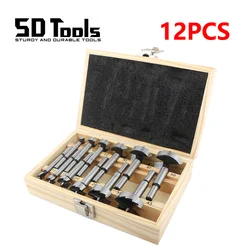 12Pcs/Set Forstner Drill Bit Multi-tooth Woodworking High Carbon Steel Boring Drill Bit Wood Self Centering Hole Saw Cutter Tool