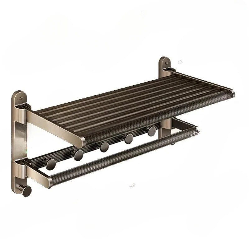 

Gun ash high-end bathroom towel non-punching bathroom rack pendant foldable towel rack