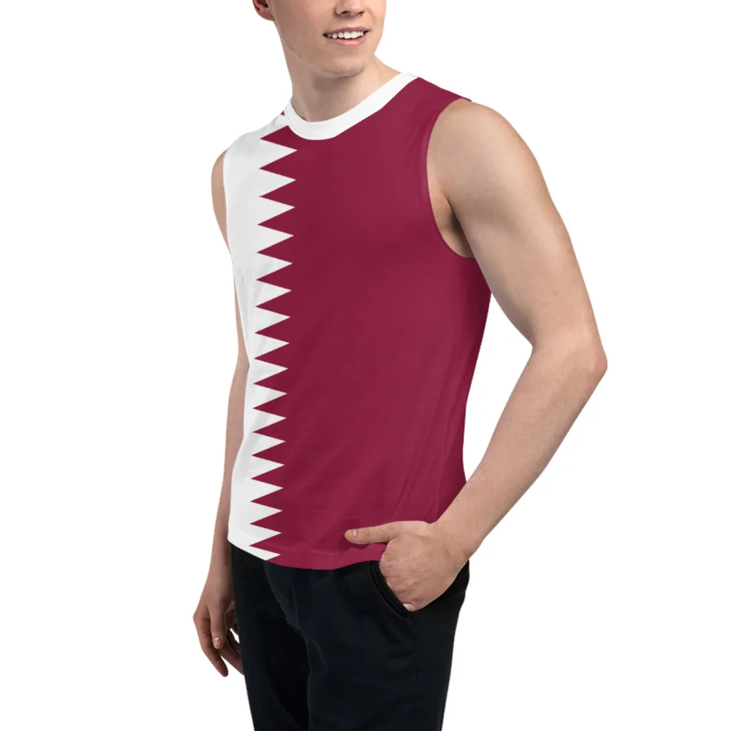 Sleeveless T-shirt Qatar Flag 3D Men's Boys Tshirt Gyms Tank Tops Fitness Joggers Basketball Training Vest