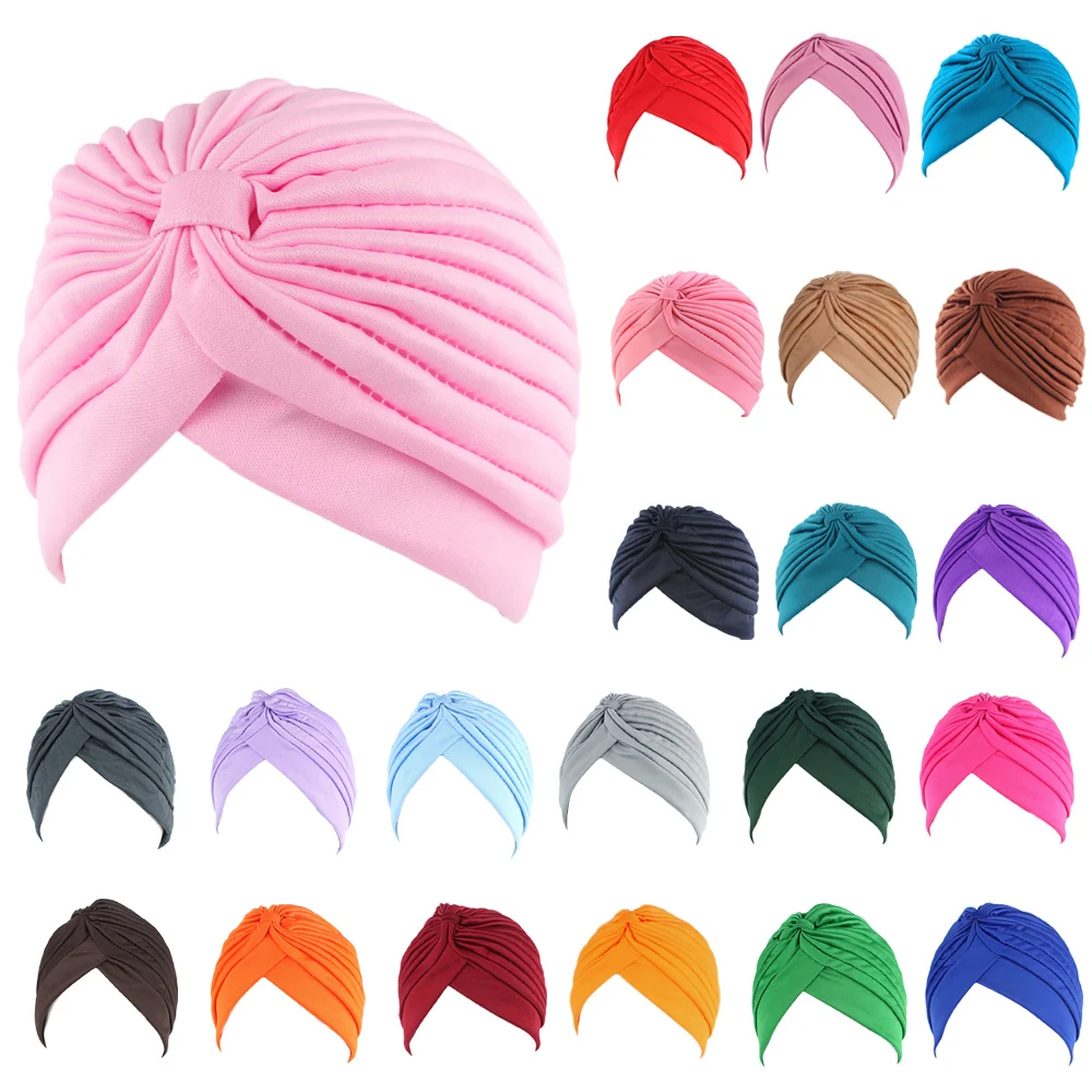 Twist Turban Caps Mode Frauen Knoten Muslimischen Hijab Indischen Hut Männer Casual Einfarbig Einfache Kopftuch Chemo Krebs Hut Wrap Kopf