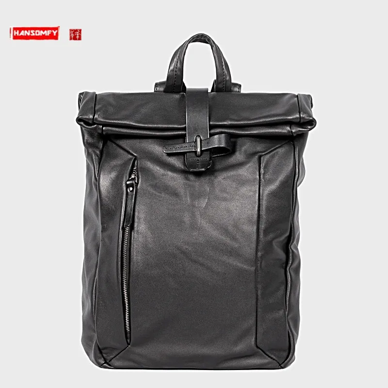 

Leather Backpack Men's Casual Business Large Backpack Men's First Layer Cowhide Men's Traveling Bag Computer Bag Fashion