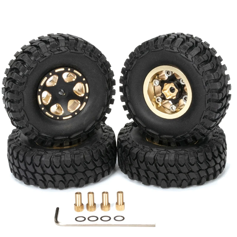 1.0 Brass Wheel Rim Tires All Terrain Accessories Kits For 1/18 1/24 RC Crawler Axial SCX24 FMS FCX24 Enduro24