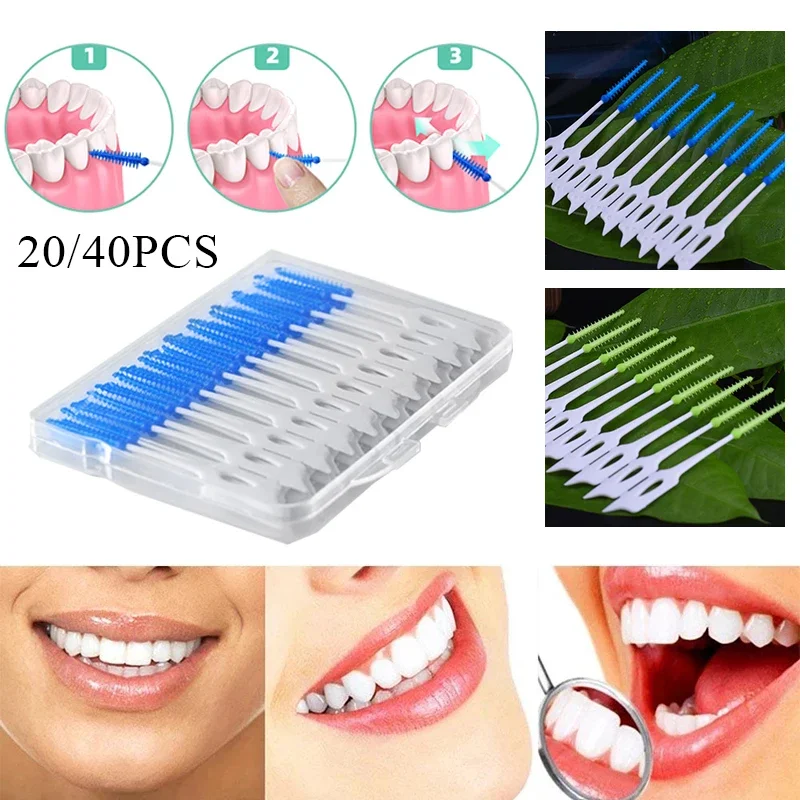 

20/40 Units Silicone Interdental Toothbrush Disposable Dental Toothpicks Tooth Cleaning Tool Portable Toothpicks For Teeth