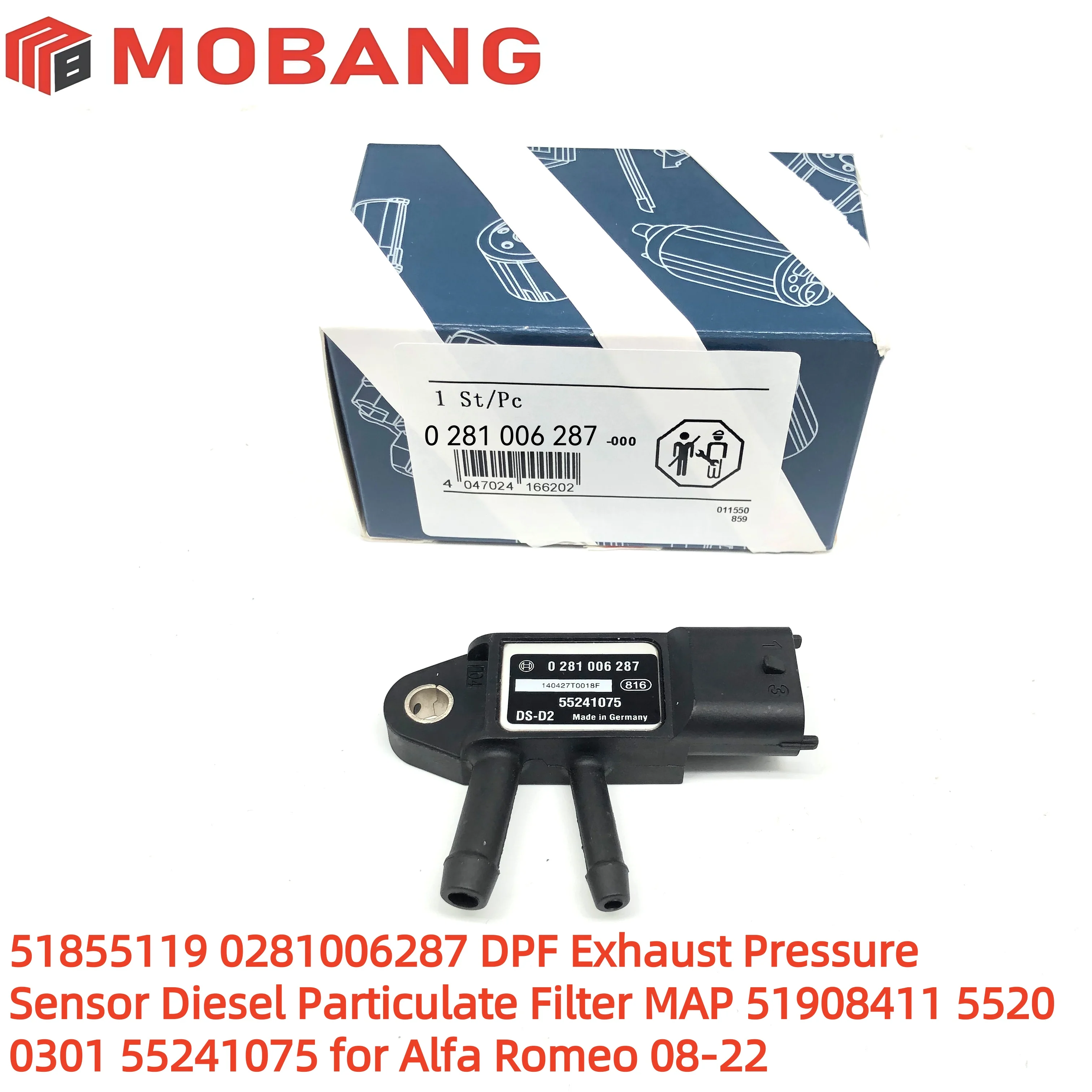 51855119 0281006287 DPF Exhaust Pressure Sensor Diesel Particulate Filter MAP 51908411 55200301 55241075 for Alfa Romeo 08-22