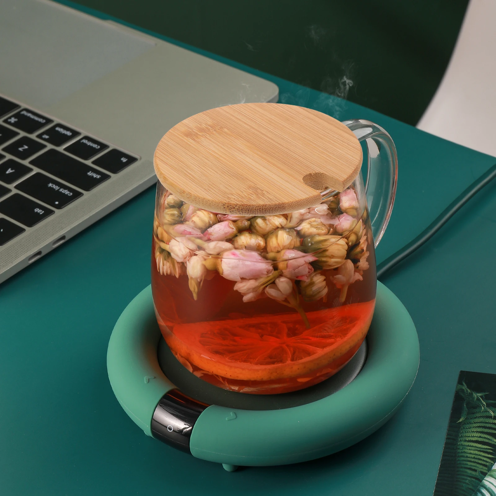 

4pcs Mug Lid Round Reusable Cup Covers Heat Resistant Bamboo Lids Prevent Spill Keep Clean Replaceable Kitchen Bar Accessories