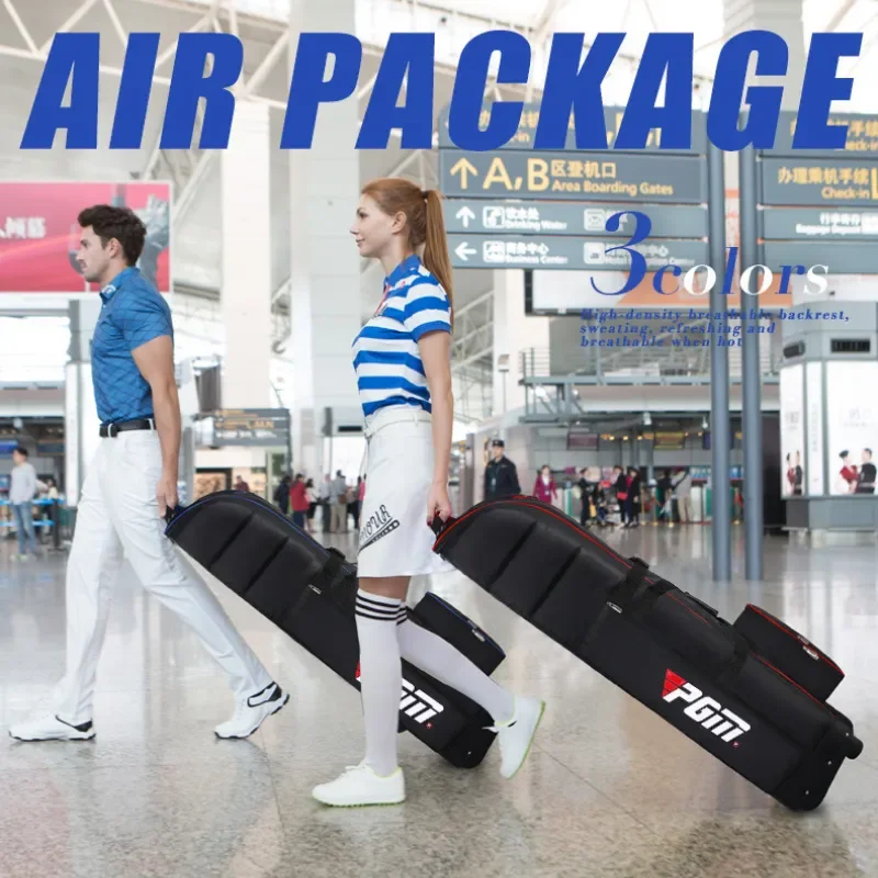 PGM Golf Travel Plane Bags with Wheel Straps Foldable Golf Club Travel Cover for Airlines Golf Aviation Bag HKB009