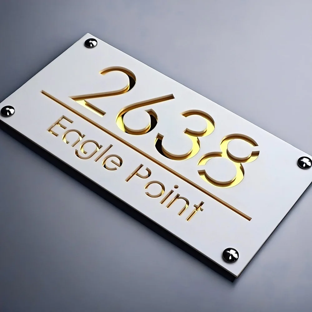 

Customized House Number Sign Laser Cutting Door Plate Personalized Street Address Acrylic House Modern Decoration