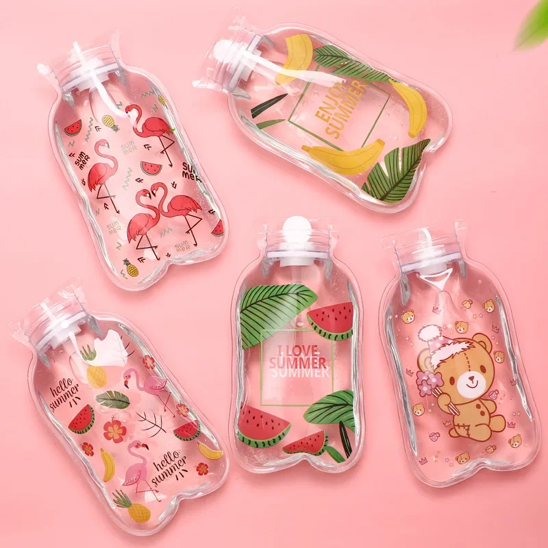 New Cartoon Hot Water Bottle Mini Transparent PVC Small Water Injection Handbag Filled Water Warmer Handbag