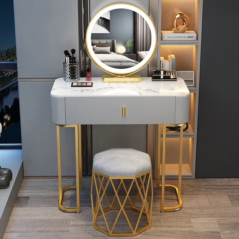 

Luxury Tall Dressing Table Bedroom Makeup Mirror Storage Drawers Mobile Vanity Table Living Room Penteadeira Chinese Furniture