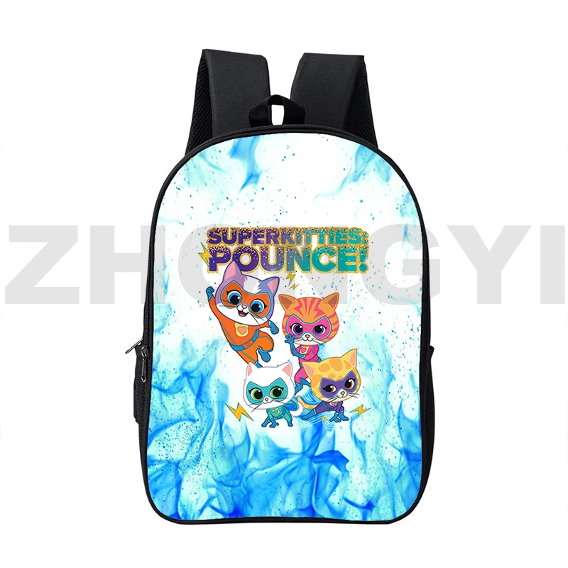 3D Anime SuperKitties Kawaii Backpack Zipper 16 Inch Large Laptop Travel Bag Preppy Style Schoolbags for Girls SuperKitties Bags