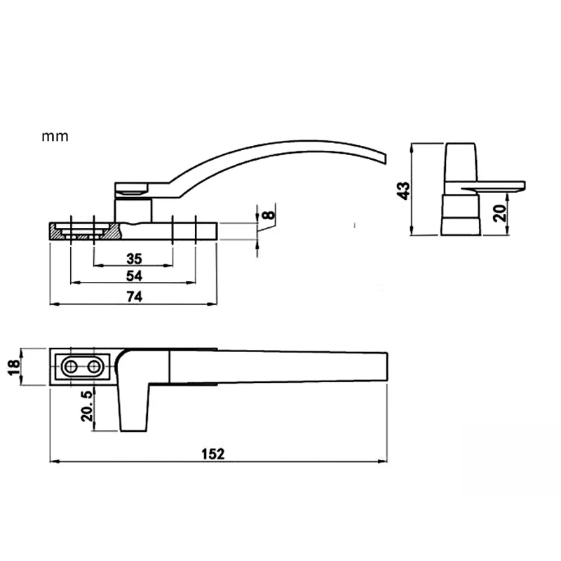 Left Right Hand White Replacement Window Handles Hand Zinc Alloy Window Hardware Door Handle
