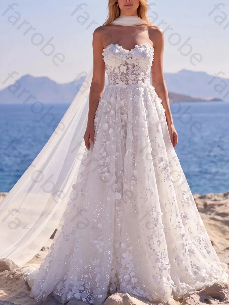 Customized White Corset Tulle A-Line Sweetheart Neck Wedding Dresses Sexy Backless Celebrity Dress High Quality Prom Party Gowns