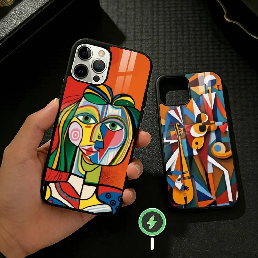 

Picasso Abstract Art Painting Phone Case For iPhone 17 16 15 14 13 12 Pro Max Plus for Mirror Wireless Magnetic Cover
