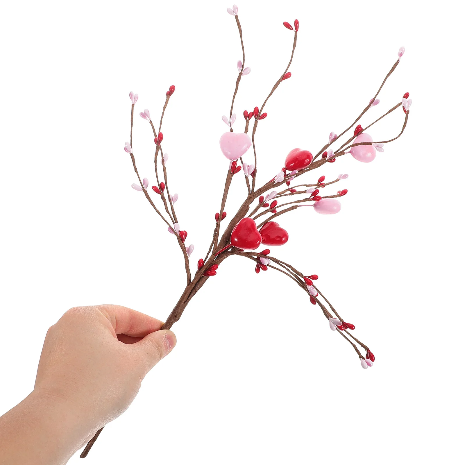 

Valentine's Day Berry Stem Pick Heart Decorative Faux Branch for DIY Crafts Home Shelf Display Festive Room Ambiance Enhancer