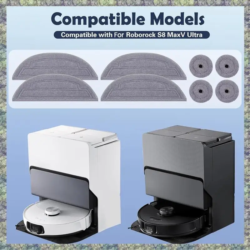 WON Vibrazioni Panni Mop + Panni Mop Edgewise Per Roborock S8 Max Ultra / S8 Maxv Ultra Robot Aspirapolvere Accessori