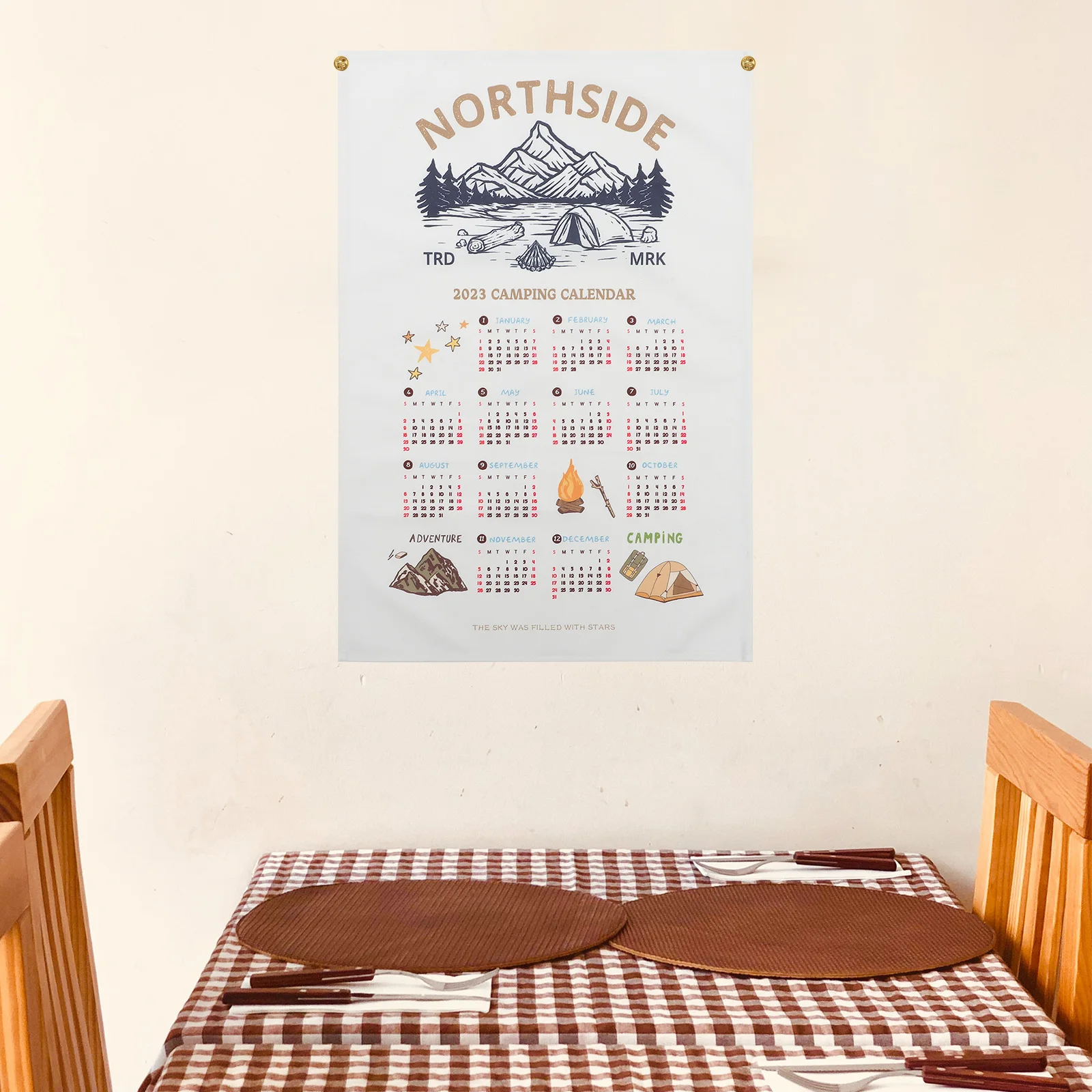 

Hanging Cloth 2023 Background Decor Photo Prop Camping Theme Bedroom Wall Decorative Calendar Living Calendar Prop Room