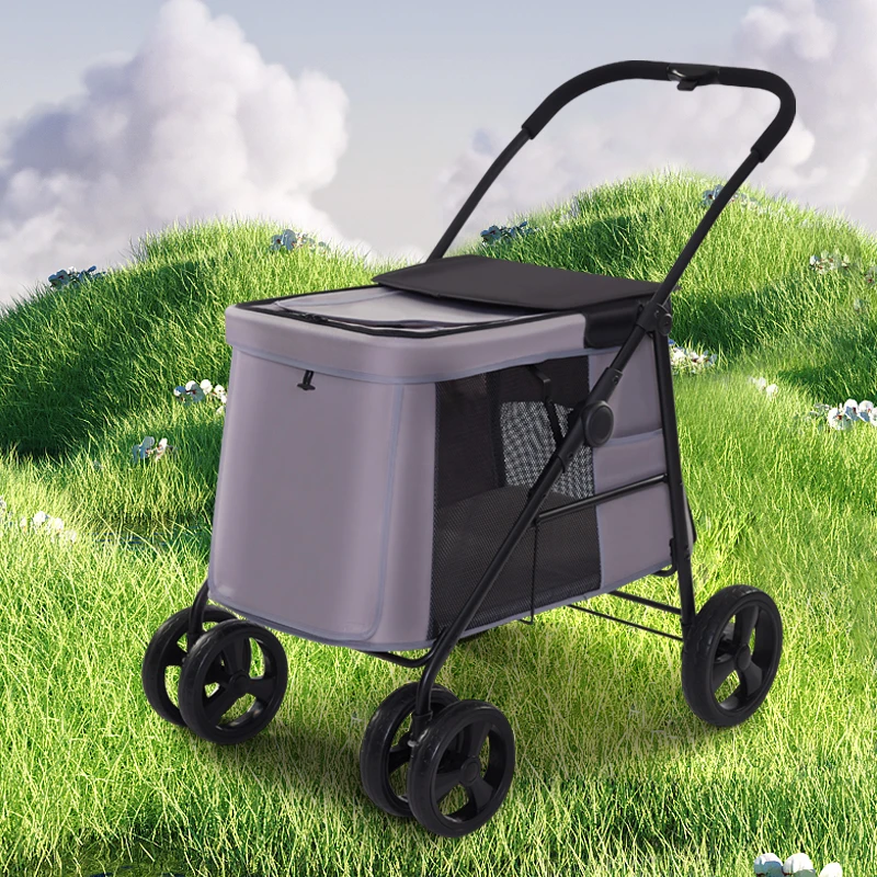 

Wholesale Factory Direct Golden Pipe Luxury 15KG Large Capacity Multifunction Foldable Pet Stroller for Dogs Cats