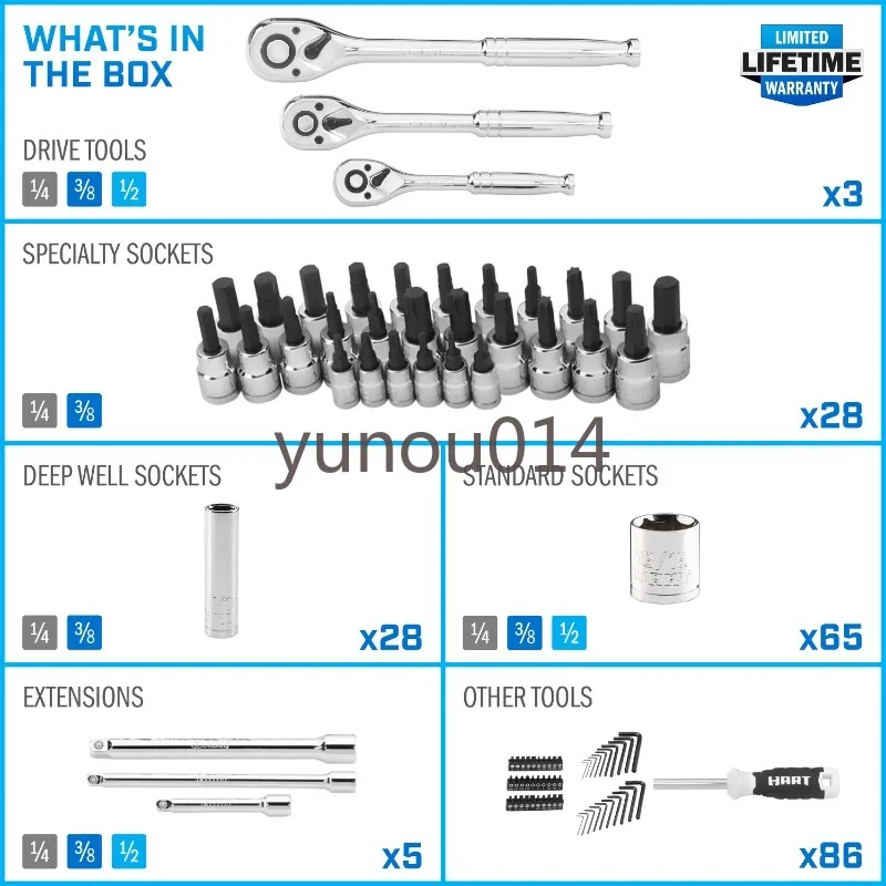 Multiple Drive Mechanics Tool Set, 215 Pcs, Chrome Finish