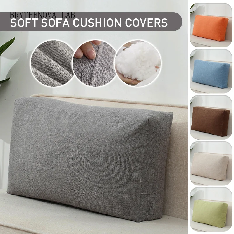 Nordic Rectangular Soft Sofa Cushion Cover Pillowcase Lumbar Protective Color Solid Simple Home Decoration Dust Pillow Covers