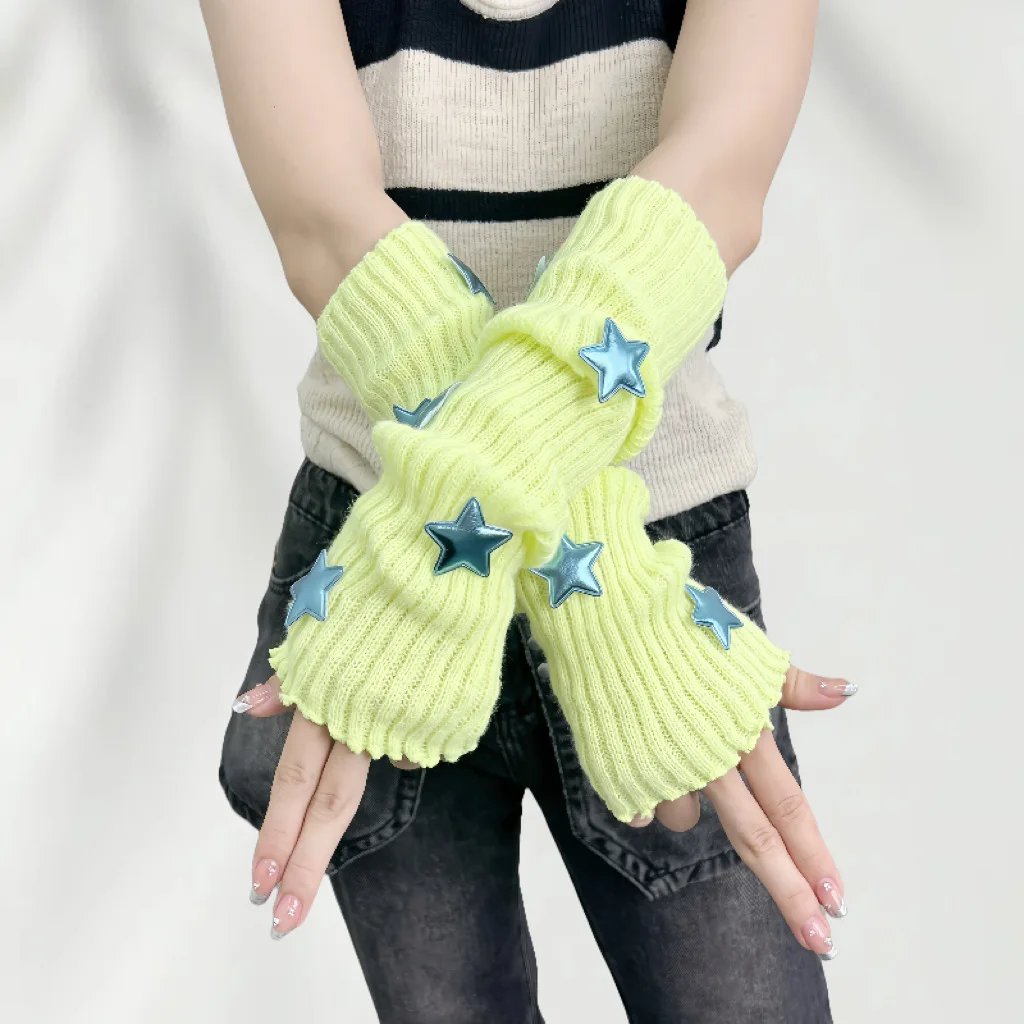 Sweet Girl Long Arm sleeves Elastic Decor Knitting Fingerless Gloves for Cosplay Party Music Festival