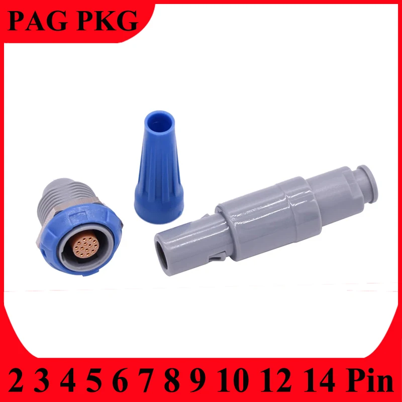 1Set PAG PKG 1P 2 3 4 5 6 7 8 9 10 14Pin Medical Plastic Push-pull Self-locking Connector with Bend Relief Male Plug And Socket