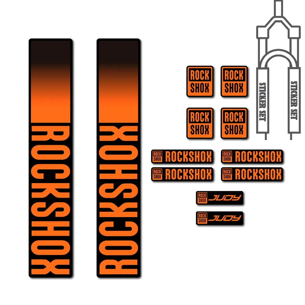 1 Set RockShox Judy Fork Gradient Decals, MTB Suspension Waterproof Vinyl Stickers For Mountain Bike Front Fork