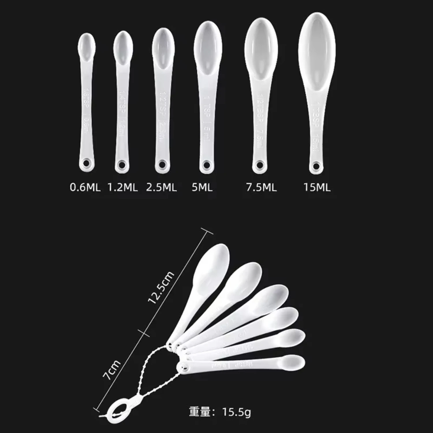 Plastic Measuring Spoon Set with Scale  Kitchen Flour Food Stick Weighing Powder Cooking Baking Tool Measure Spoon Teaspoon