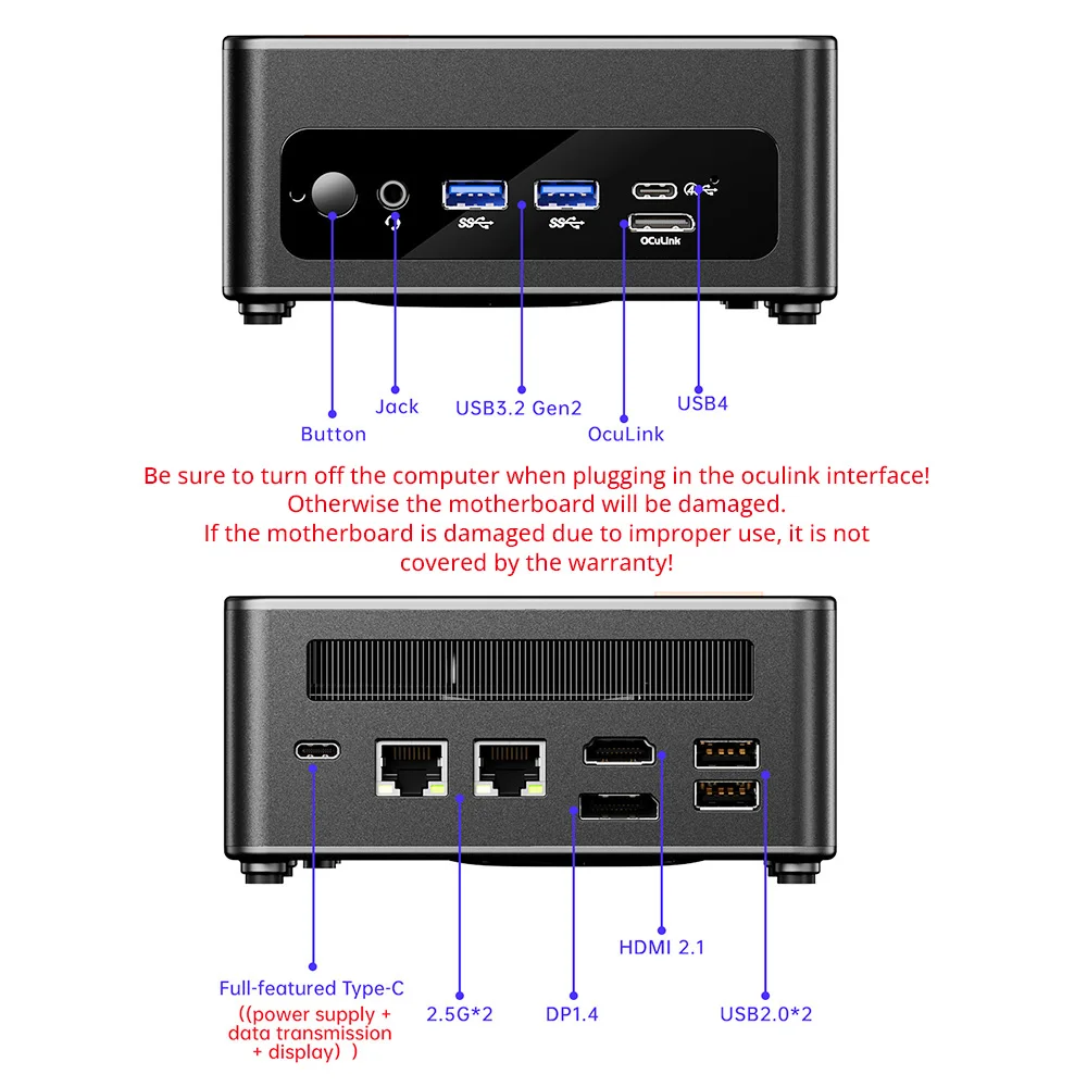 AOOSTAR-GEM12 Mini PC, AMD Ryzen 9, 6900HX, 8 Core, Até 4.9GHz, 32GB DDR5 RAM, 1TB, PCIE 4.0, SSD, WiFi 6, Bluetooth 5.2, Windows 11 PRO